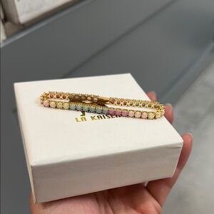 18kt Gold Rainbow Opal Tennis Bracelet